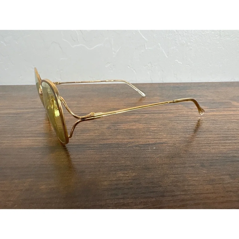 Vintage Christian Dior 2056 Gold Butterfly Sunglasses Yellow Tint Made in Italy